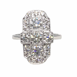Diamond art deco style oblong cluster ring pre owned pre loved second hand