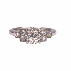 Old cut diamond solitaire ring 1.10ct platinum setting
