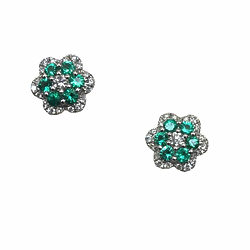 18ct 750 white gold sapphire and diamond round cluster stud earings