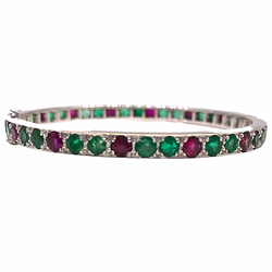 yellow gold openwork ruby & seed pearl bangle buckle clasp vintage secondhand victorian preloved preowned secondhand