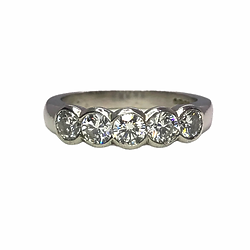 platinum diamond five stone ring over 1.00ct
