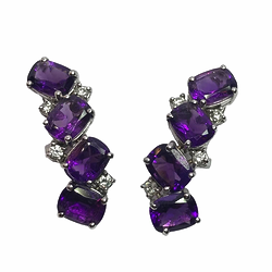 18ct 750 white gold sapphire and diamond round cluster stud earings