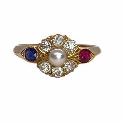 18ct white gold sapphire diamond art deco style cluster new brilliant-cut  promenade antique promenade jewellers